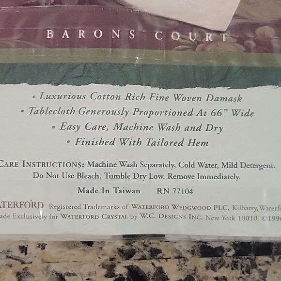 Waterford Linens Barrons Ct Rnd Tablecloth 52x70 NWT - Picture 5 of 5
